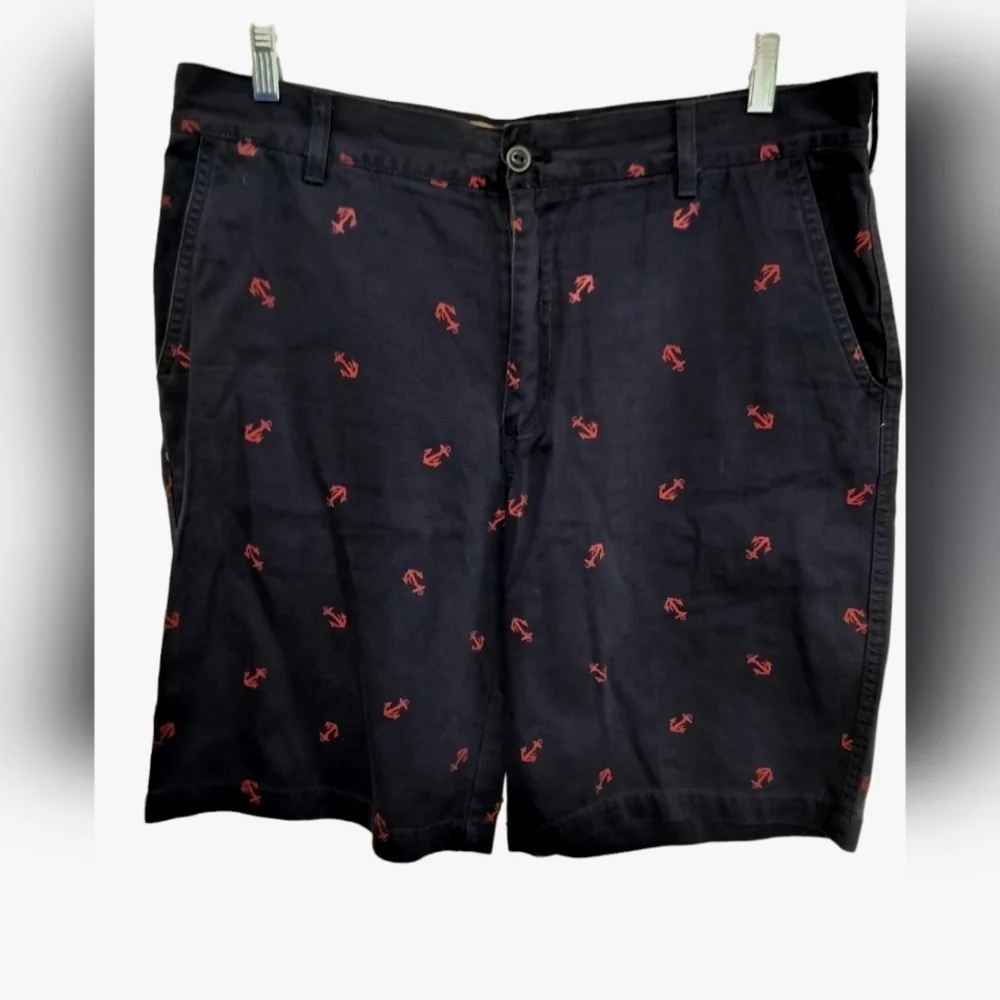 M276) IZOD Saltwater Beach Town Navy Blue Anchor print Shorts Size 36